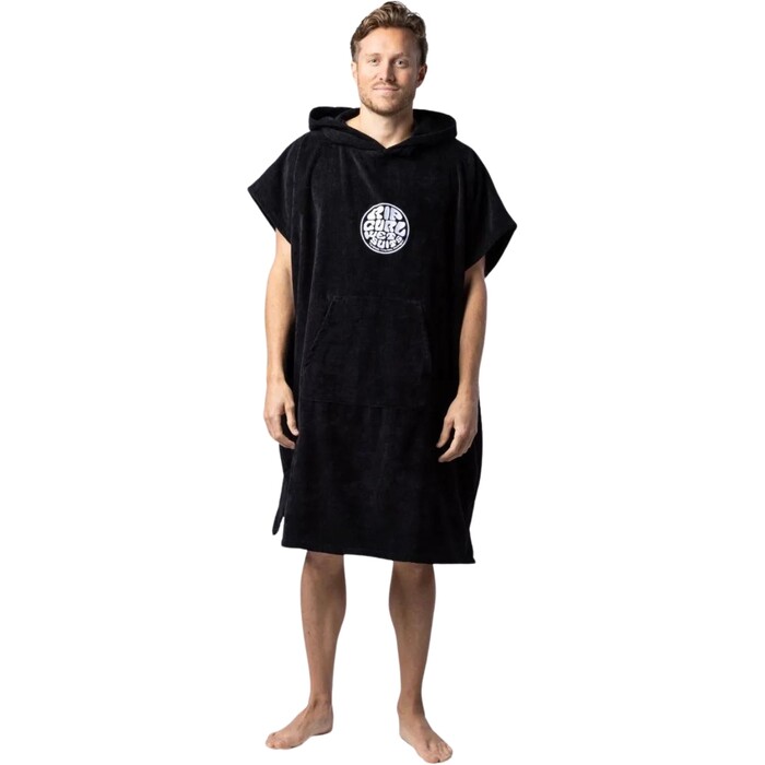 2024 Rip Curl Mens Logo Kapuzenhandtuch ndern Robe / Poncho 00GMTO - Schwarz